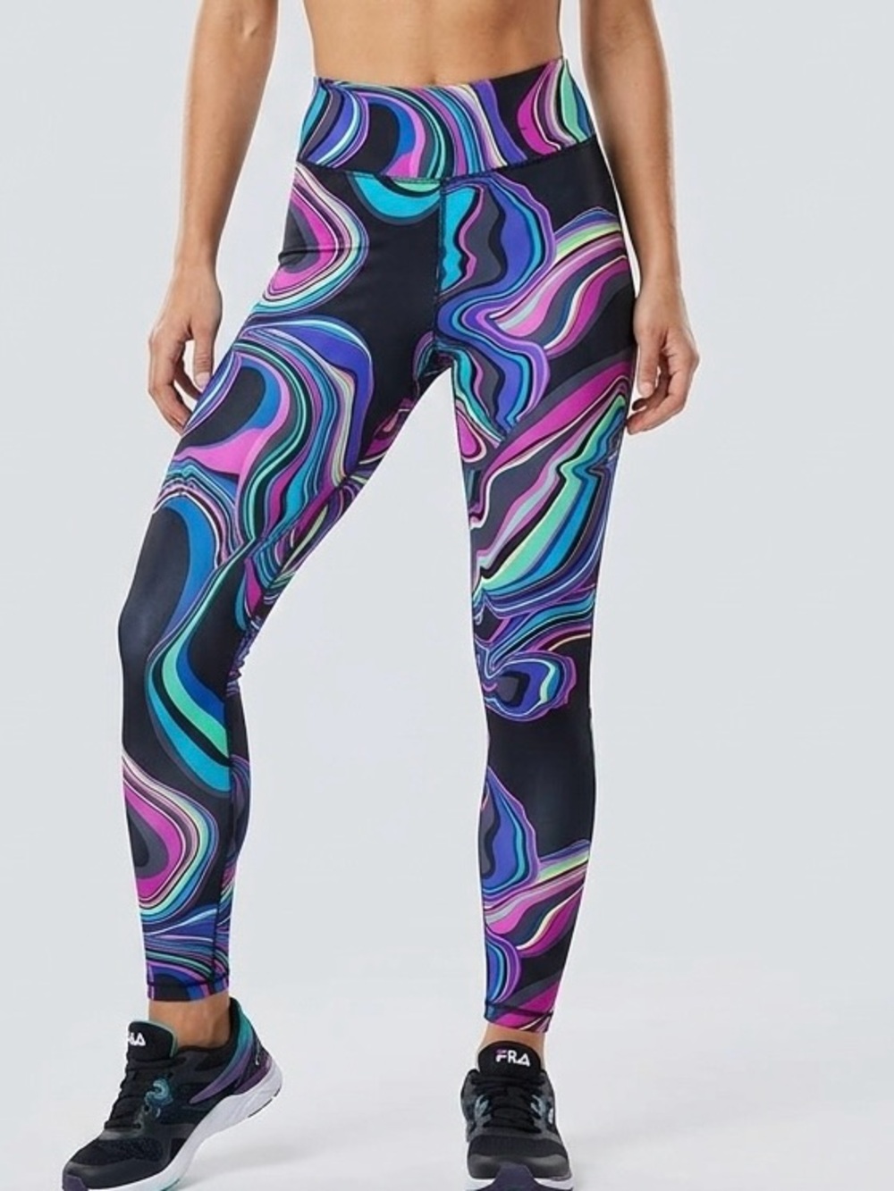 Fila Running Maui Psychedelic Marble Fluid Swirls Leggings Neon